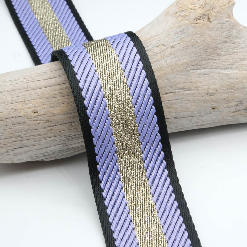 Sangle Lurex Chevrons Violet 38 mm - Maison Klem